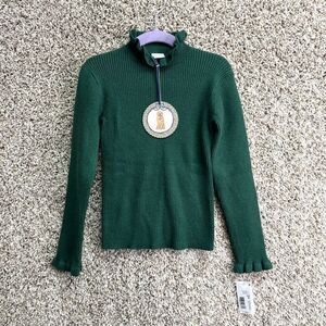 Edgehill Collection Sweater Girls 4T Green Long Sleeve Ribbed Turtleneck NWT